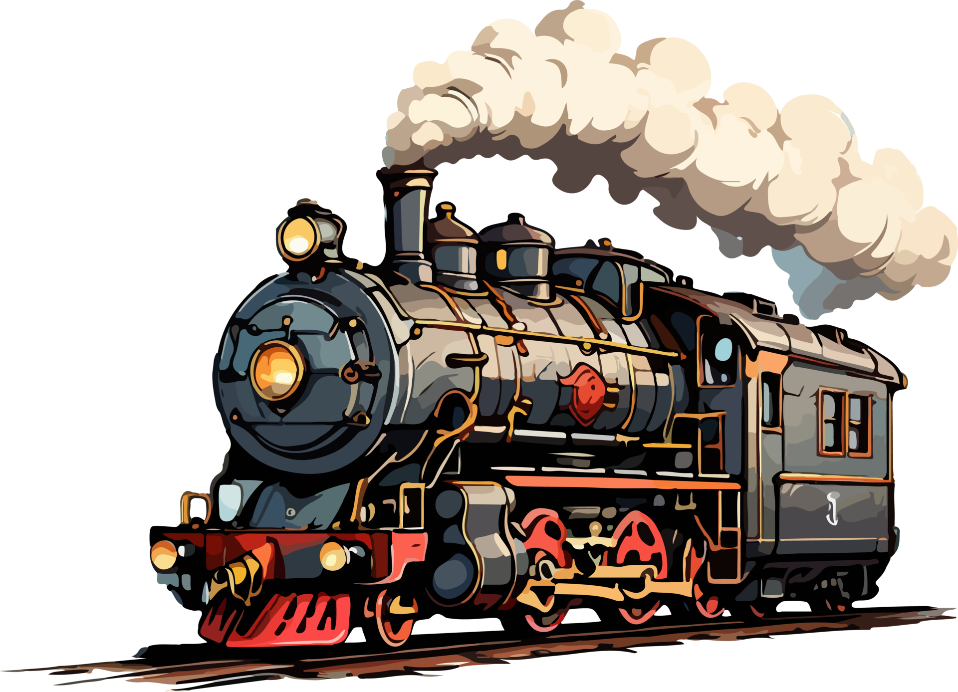 Premium AI Image  cartoon train with a red engine and yellow caboose  generative ai