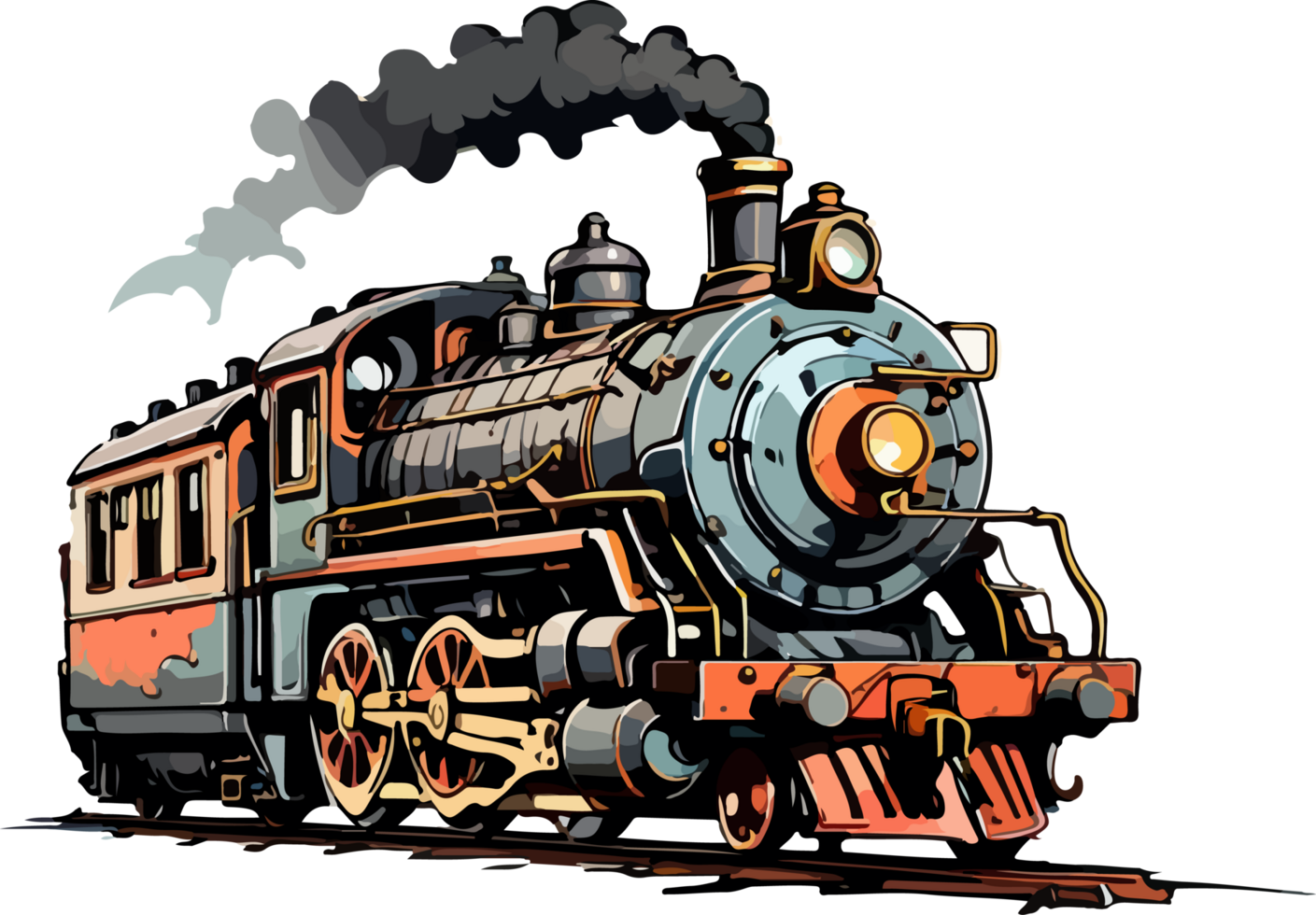 Steam Locomotive Train Cartoon Clip Art AI Generative png