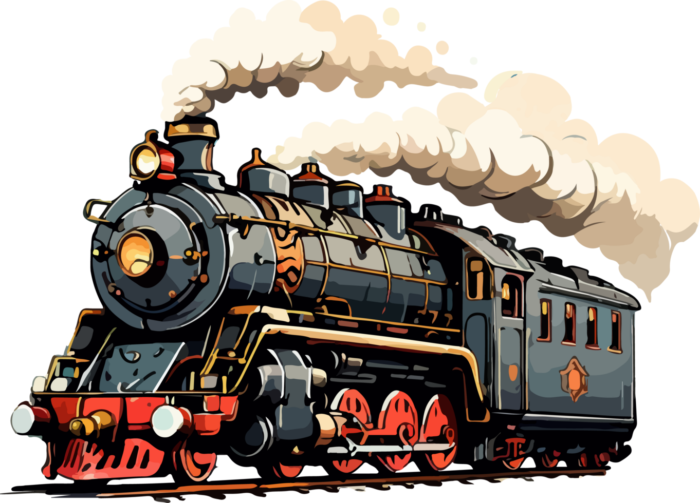 Steam Locomotive Train Cartoon Illustration AI Generative png