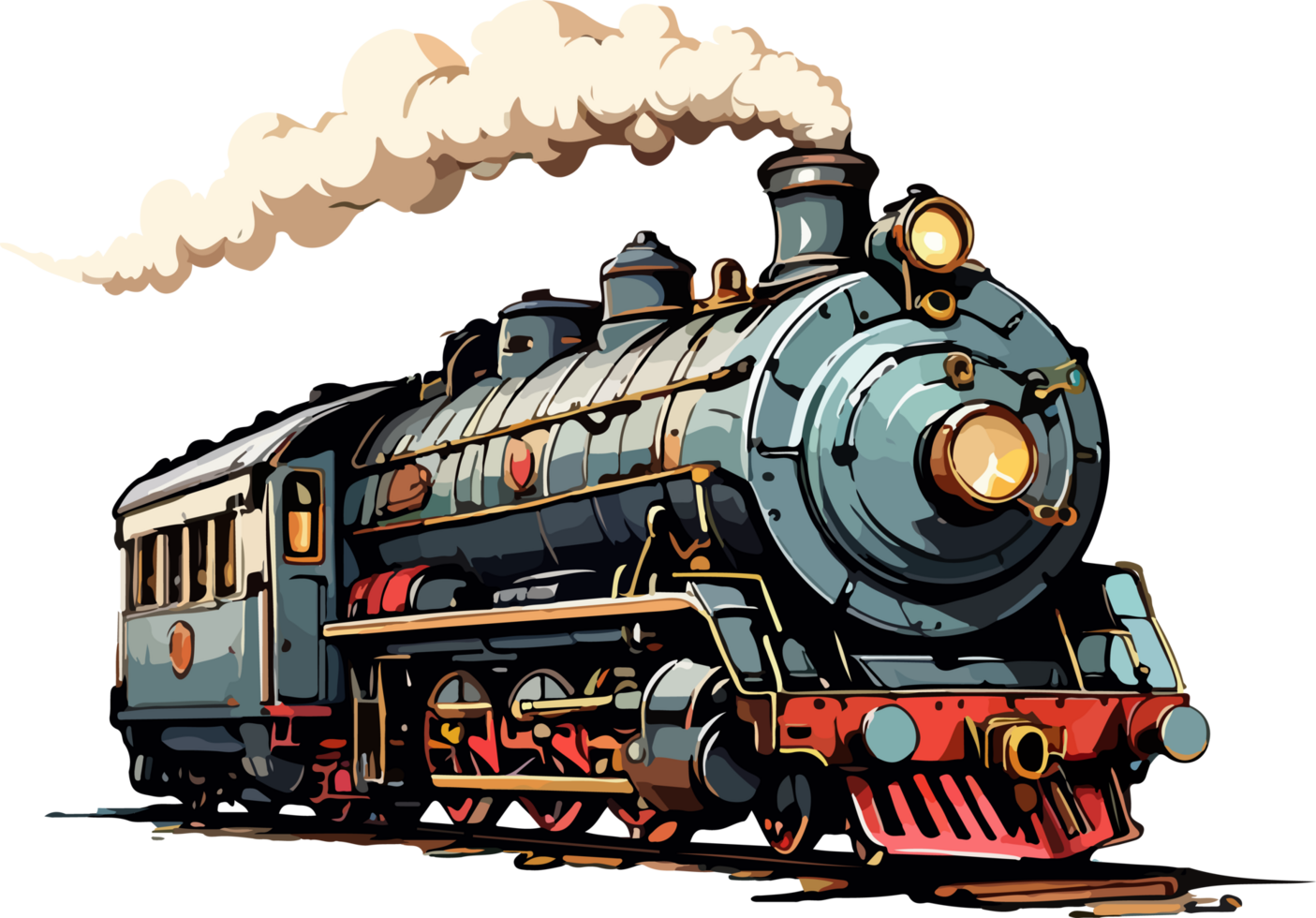 ånga lokomotiv tåg tecknad serie logotyp ai generativ png