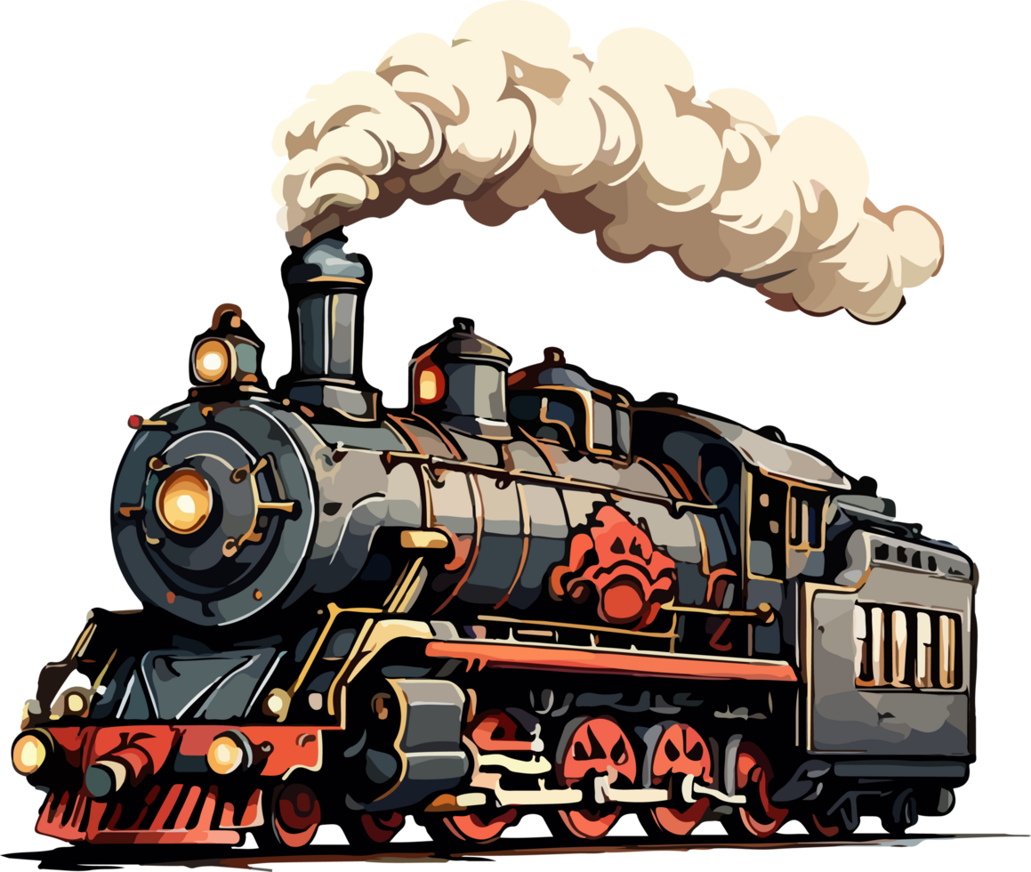 ånga lokomotiv tåg illustration maskot ai generativ png