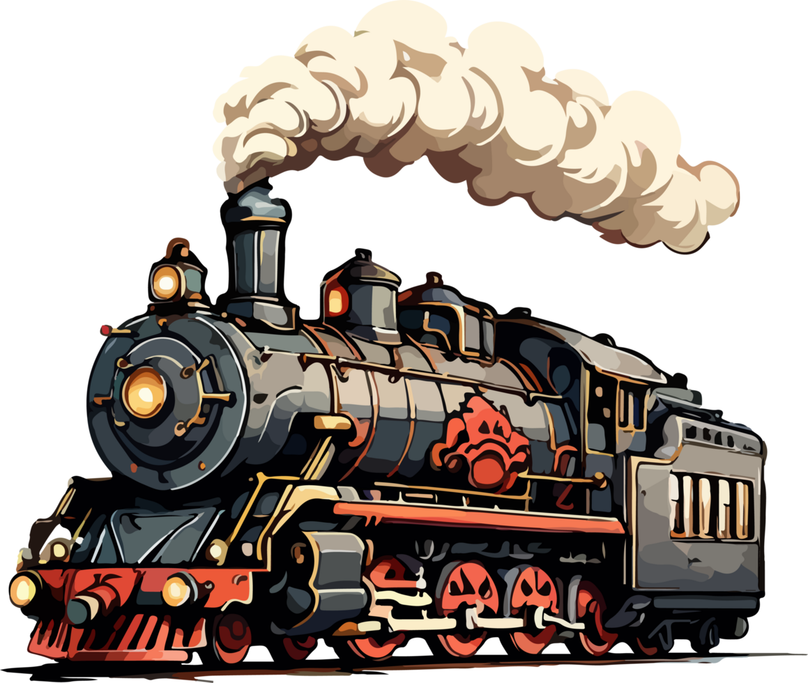 Steam Locomotive Train Illustration Mascot AI Generative png