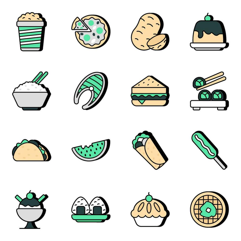 paquete de iconos planos de verduras vector