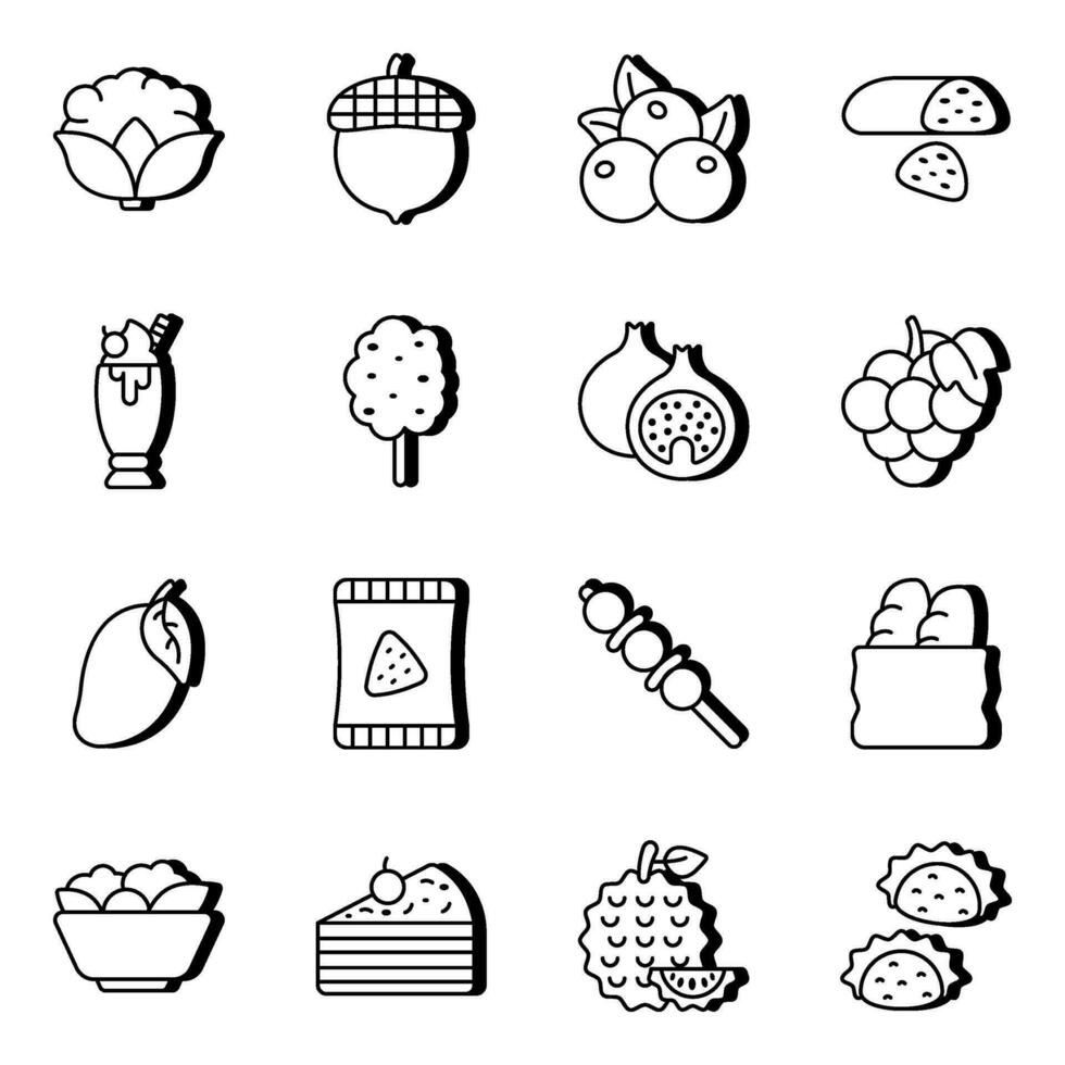 Pack of Junk Meal Linear Icons vector