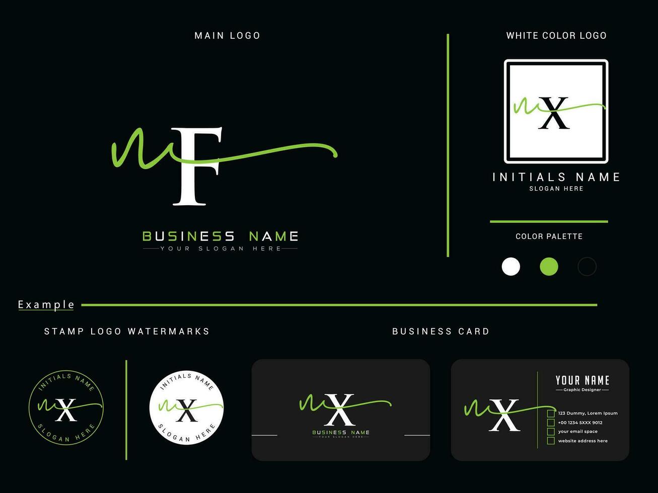 Initial Fashion Nf Logo Icon, Luxury NF Modern Signature Logo And Presentation vector