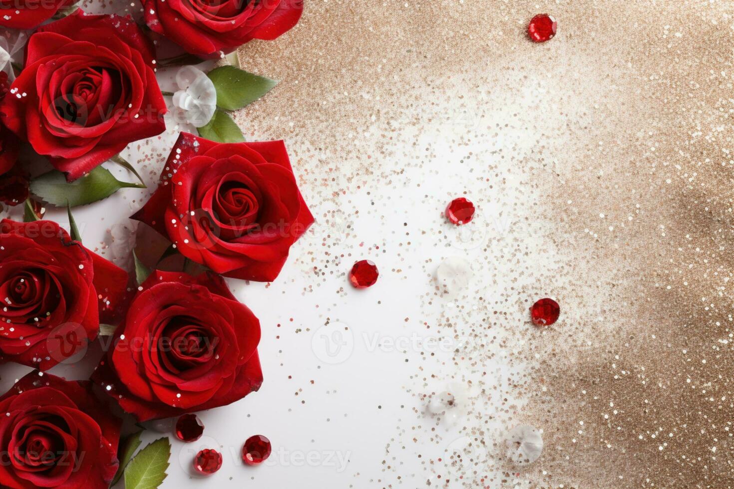 AI Generated Luxury Roses Background with Copy Space photo