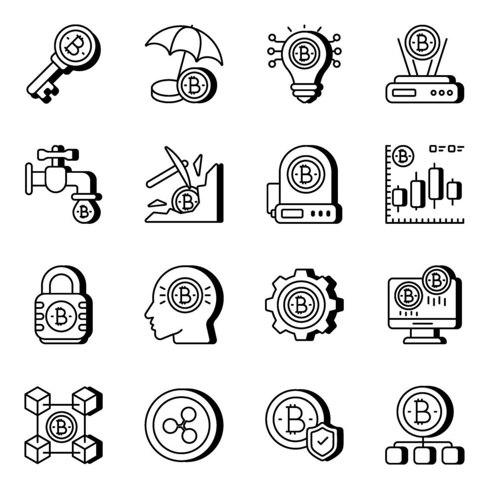 Pack of Crypto Linear Icons vector
