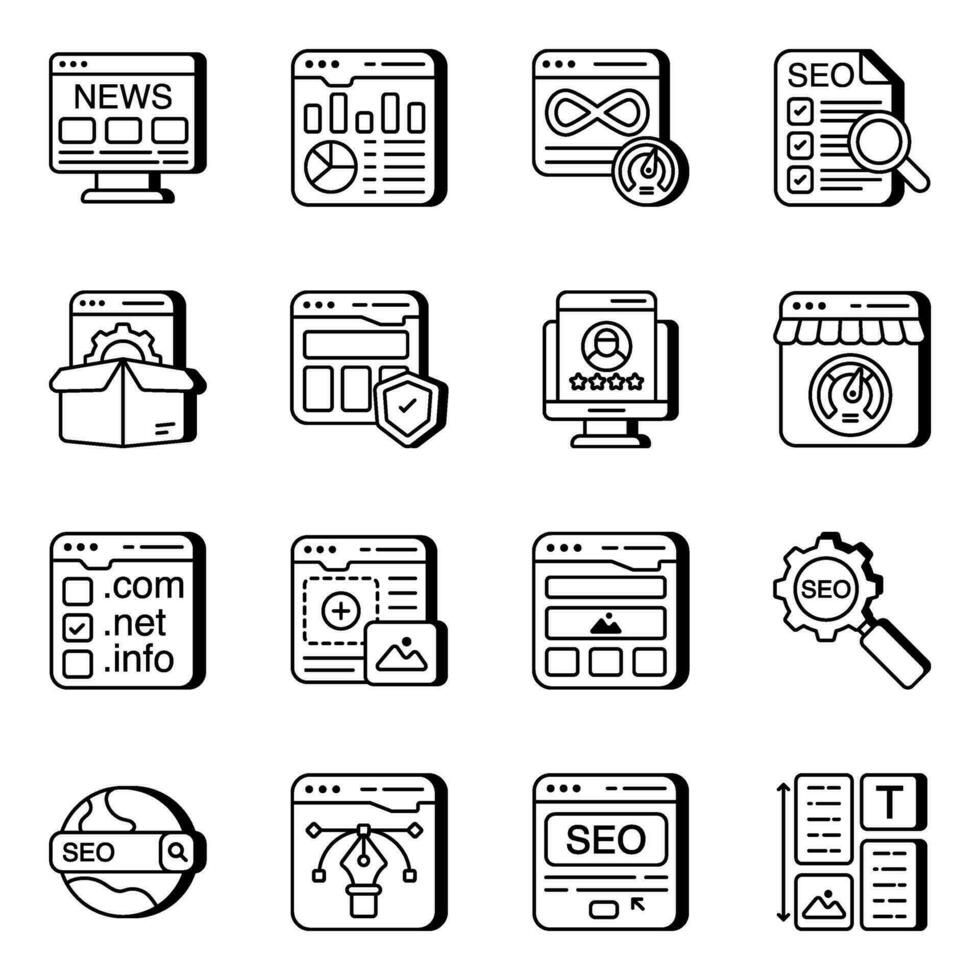 Pack of Seo Optimization Linear Icons vector