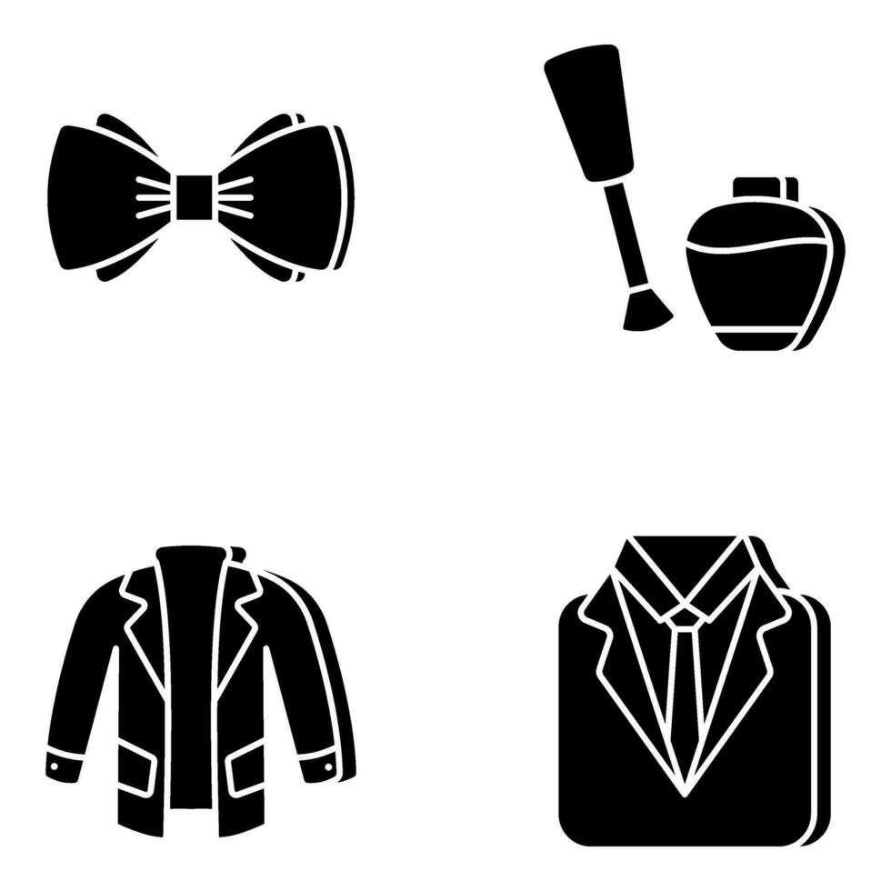 Pack of Fashion and Grooming Products Solid Icons vector