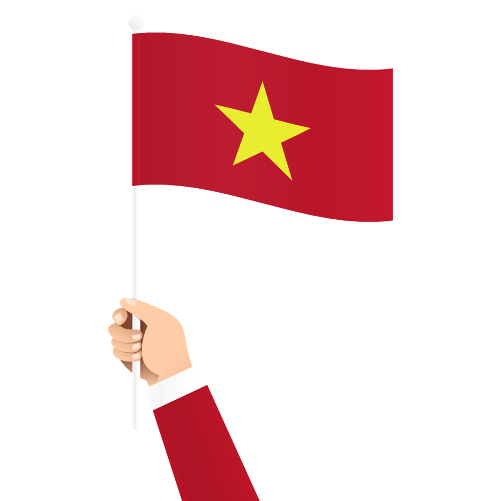 main en portant vietnam nationale drapeau isolé transparent Facile illustration png