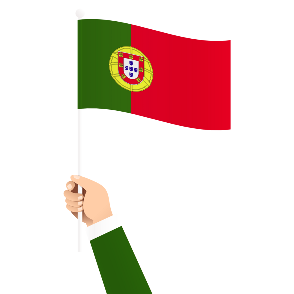 Hand Holding Portugal National Flag Isolated Transparent Simple Illustration png