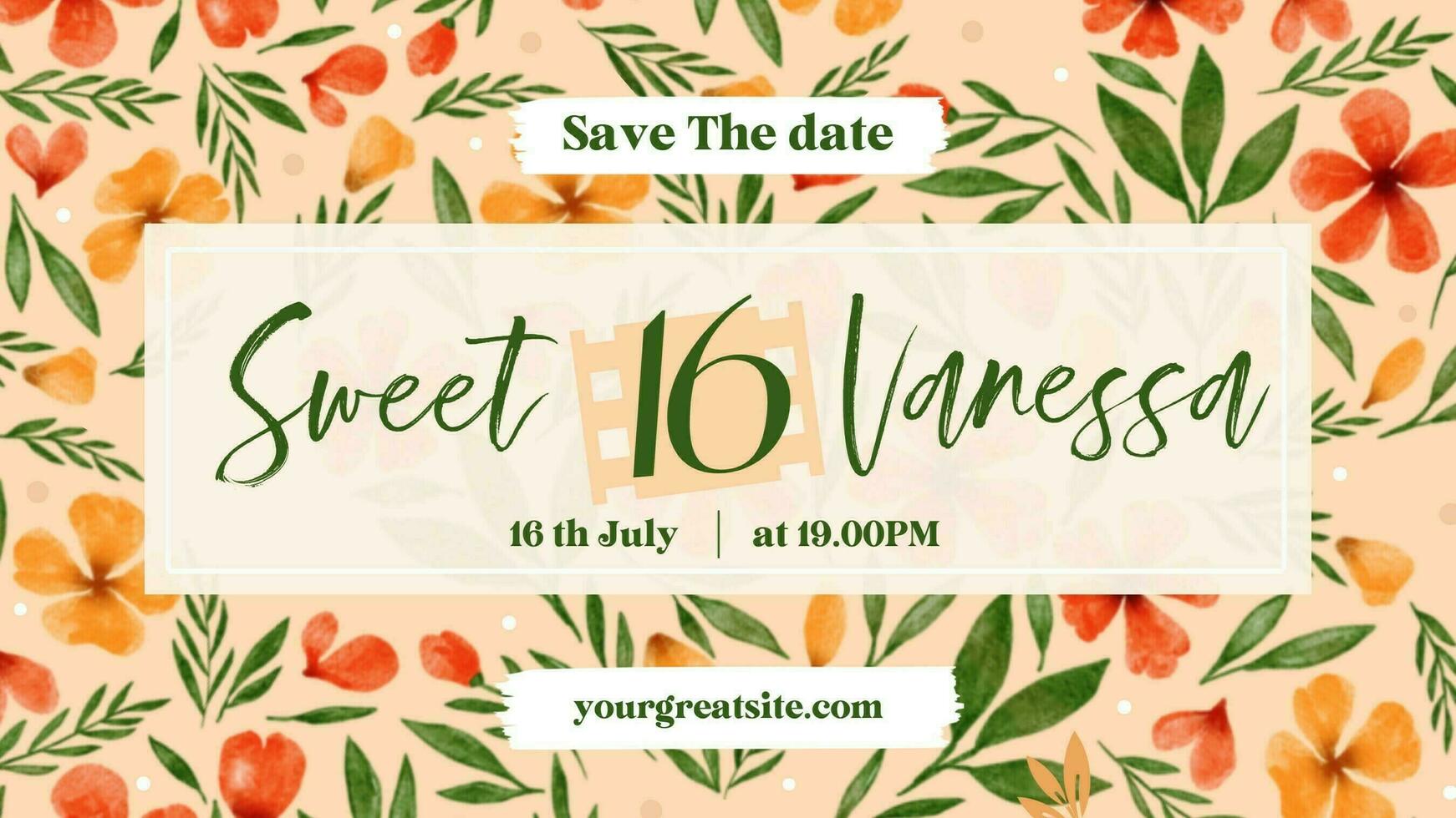 Floral Sweet 16 Invitation Twitter Post template