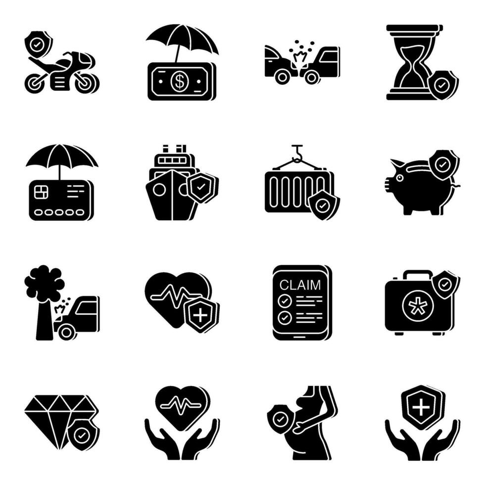 Pack of Safety Solid Icons vector