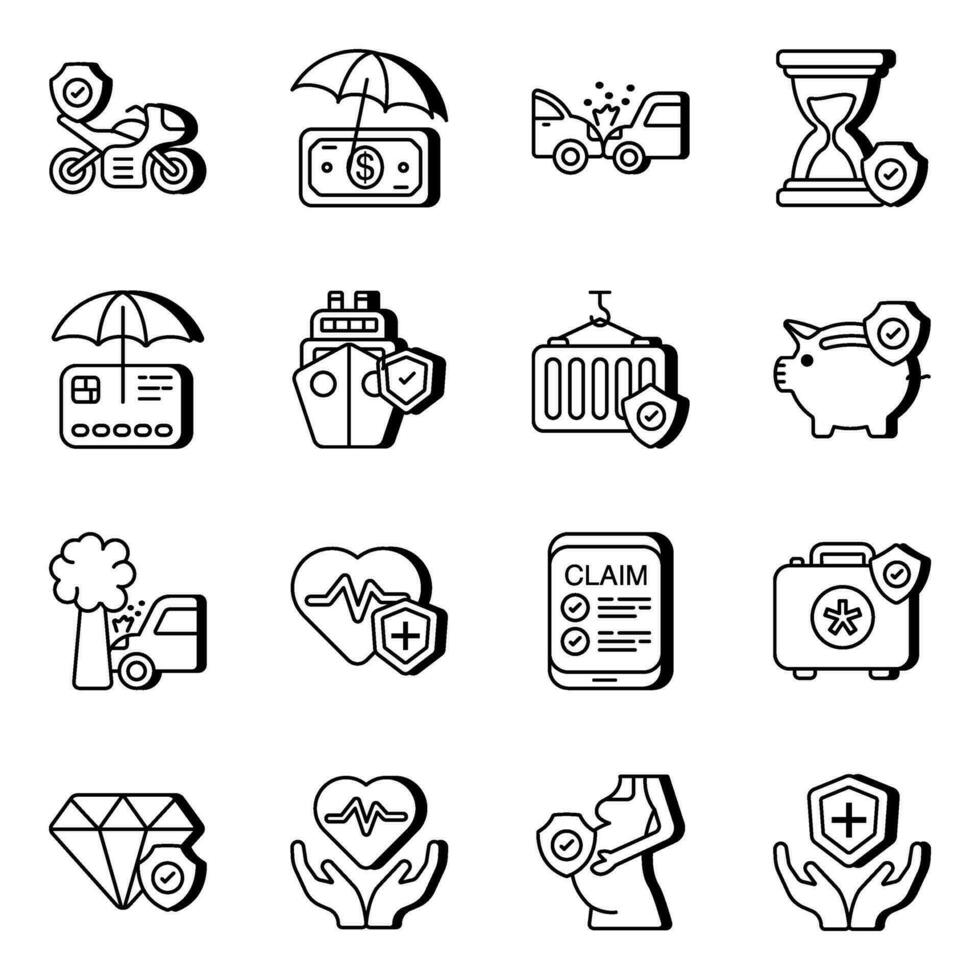 Pack of Safety Linear Icons vector