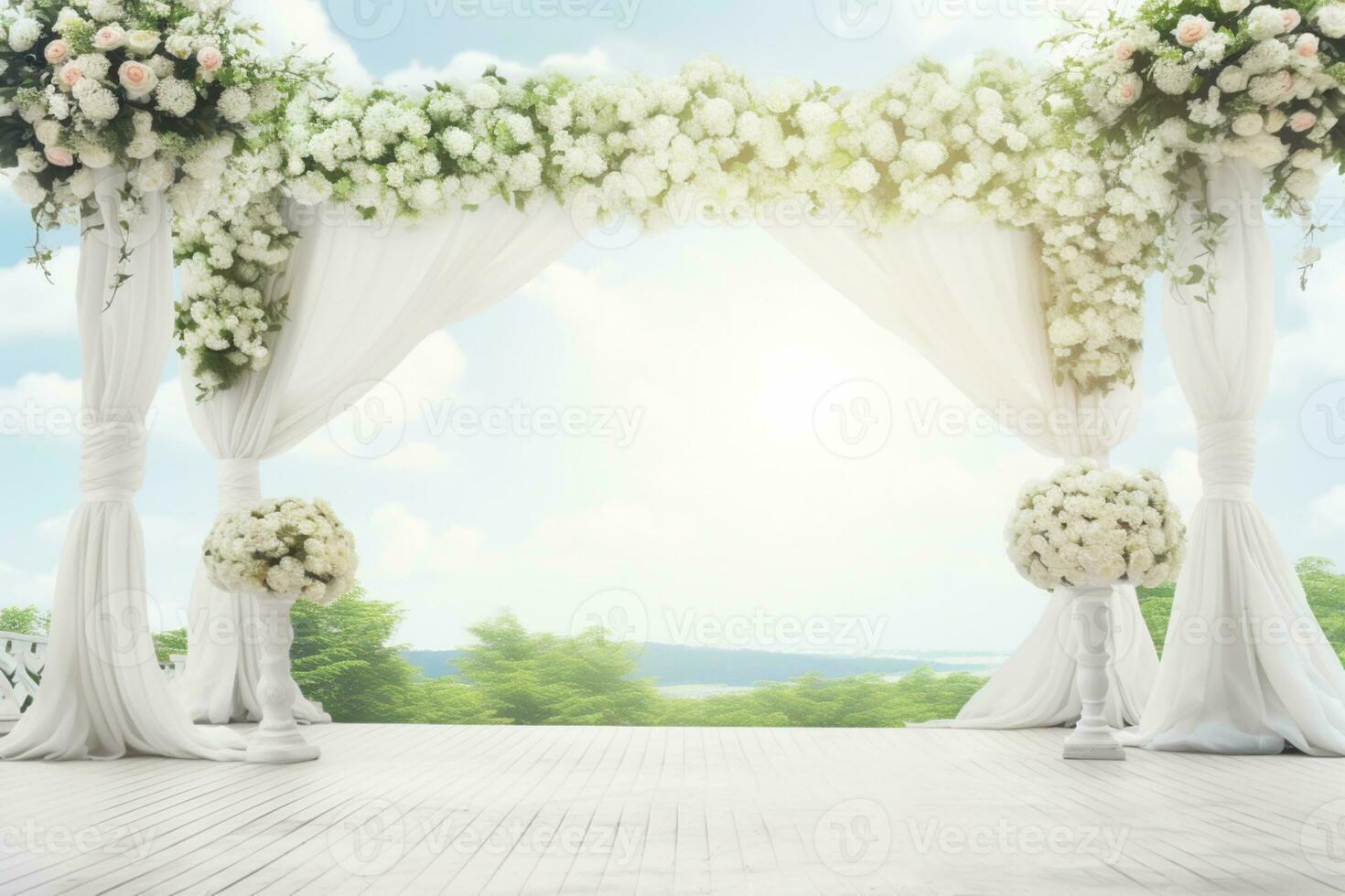 AI Generated Wedding arch with flowers photo