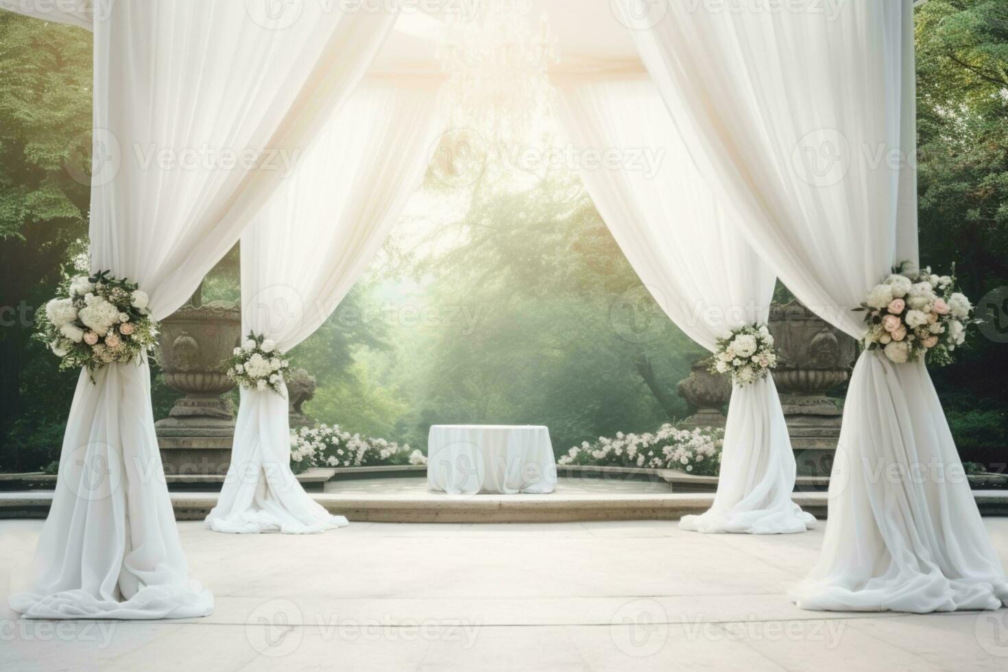 AI Generated Wedding arch with flowers photo