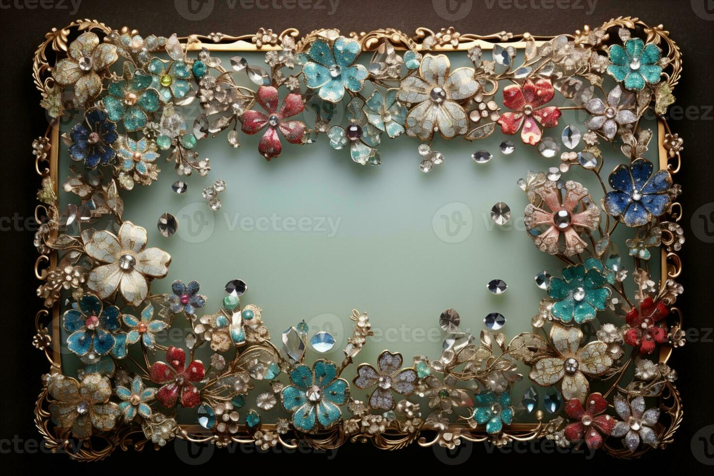 AI Generated vintage gemstone frame photo