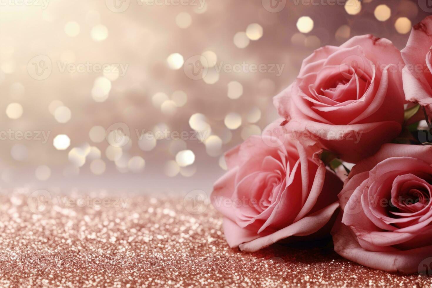 AI Generated Luxury Roses Background with Copy Space photo
