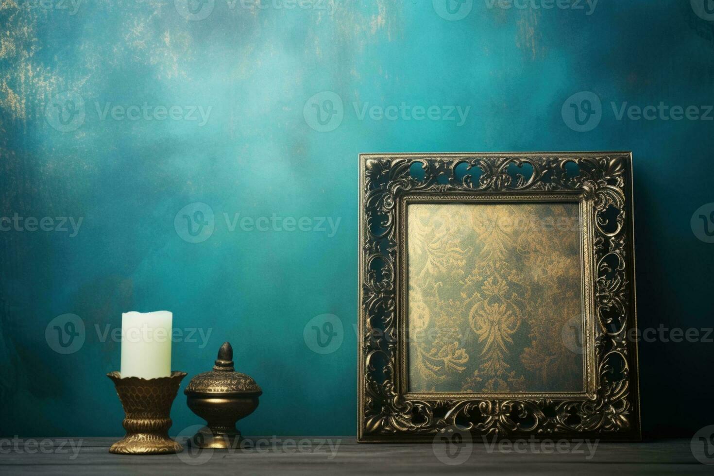 AI Generated Golden Frame Design with copy space photo