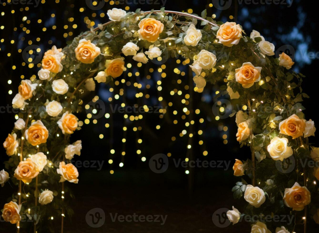 AI Generated Golden Flower Arch with Copy Space photo