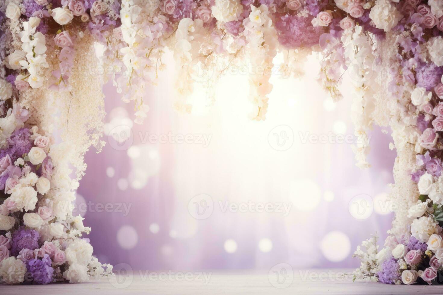 AI Generated Wedding Arch with Flowers photo