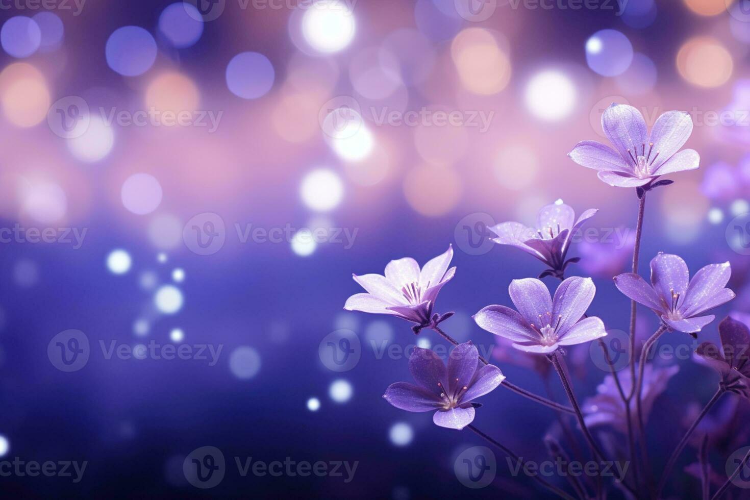 AI Generated purple flower background with copy space photo
