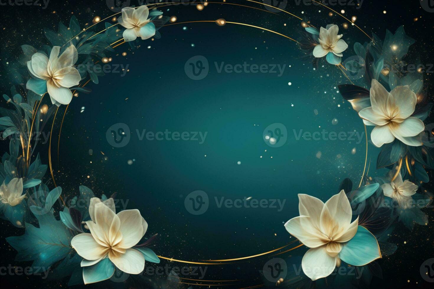 AI Generated flowers on dark background with copy space photo