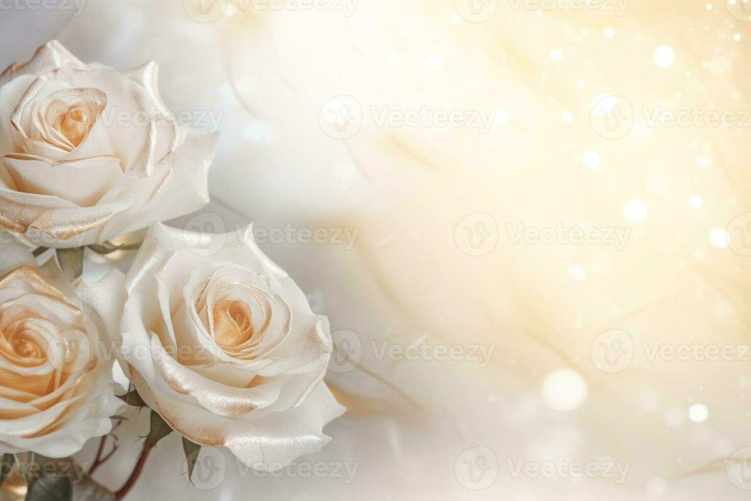 AI Generated Roses on Marble Background with Copy Space photo