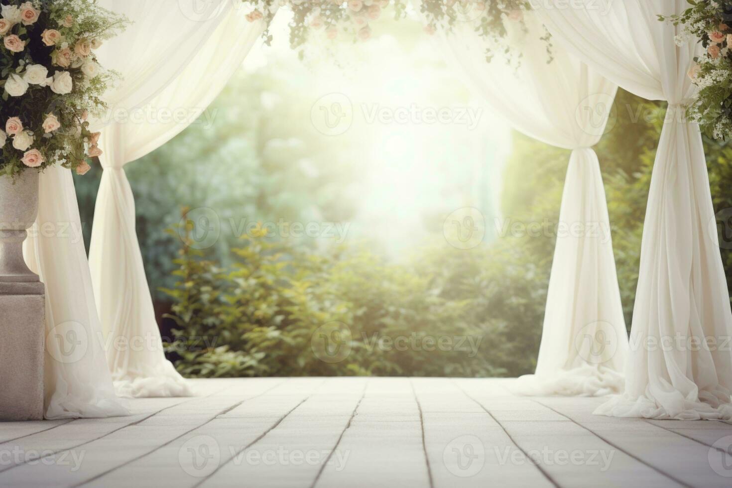 AI Generated Wedding arch with flowers photo
