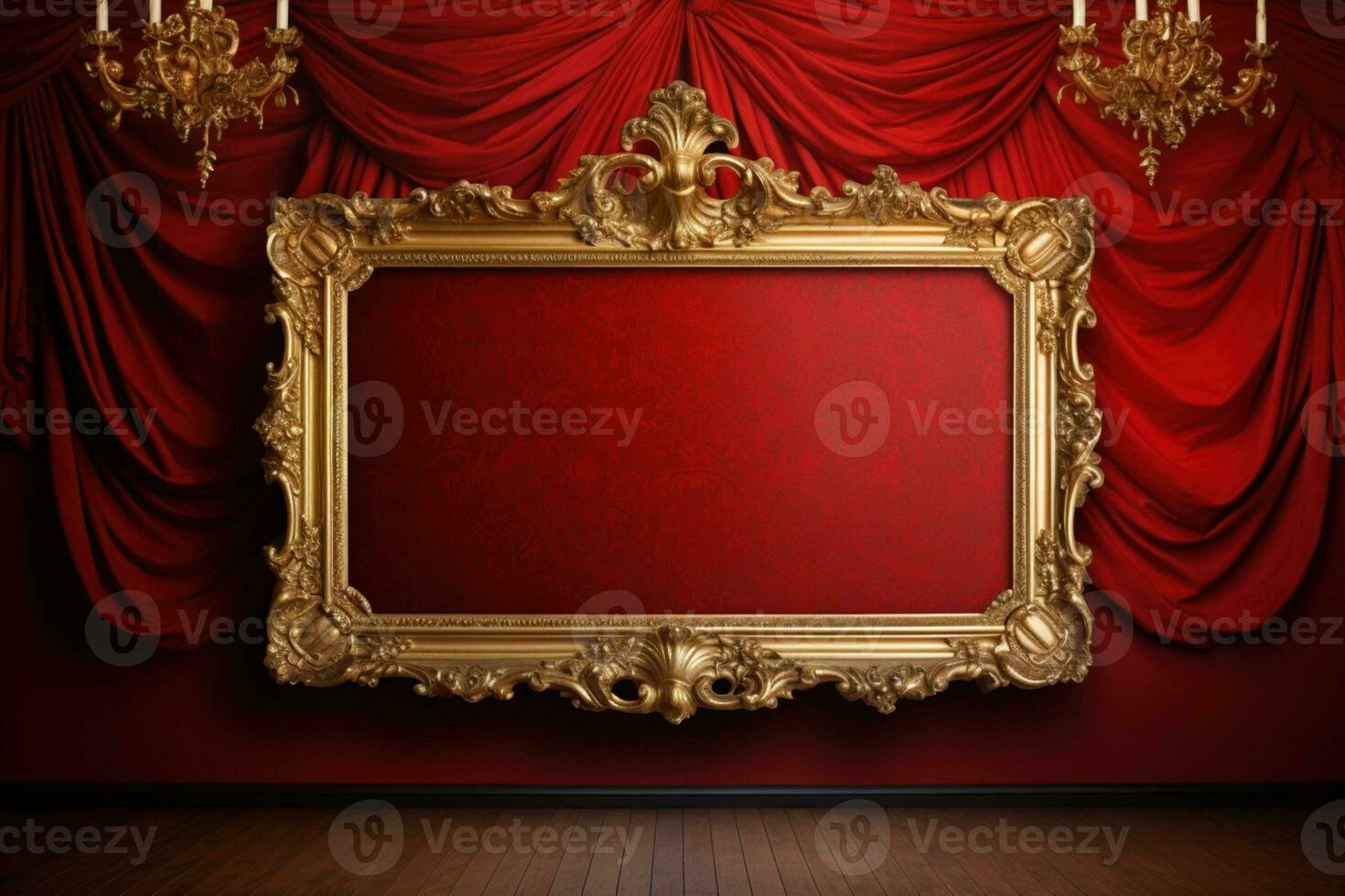 AI Generated Golden Frame Design with copy space photo