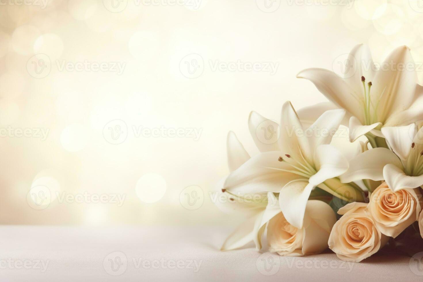 AI Generated Elegant Flower Background with Copy Space photo