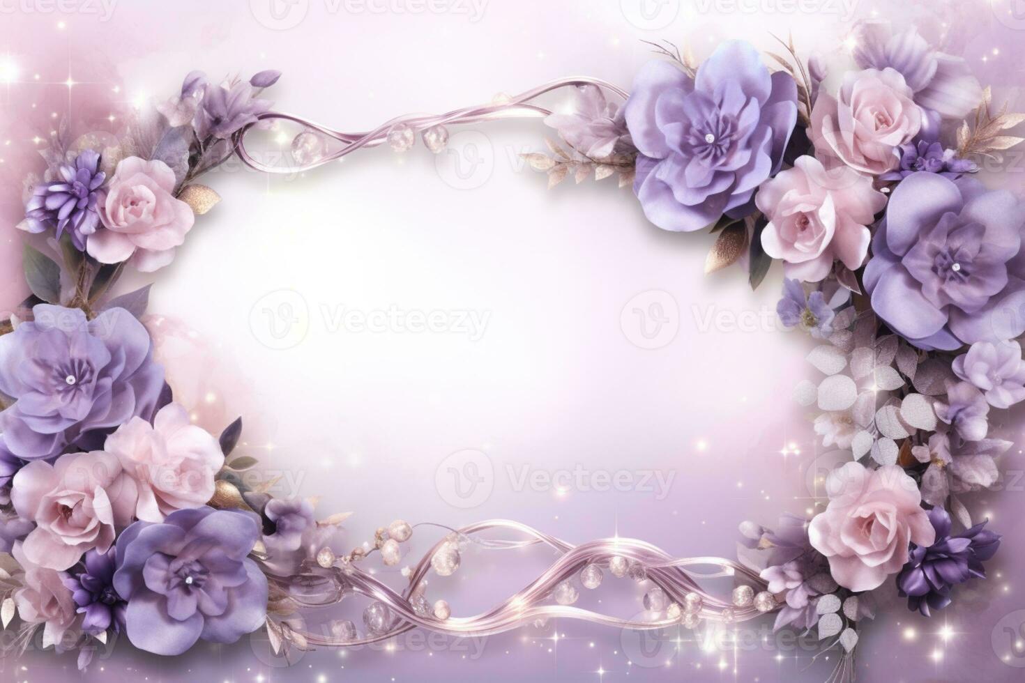 AI Generated purple flower background with copy space photo