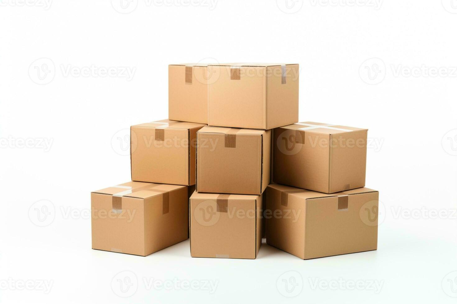 AI Generated cardboard boxes isolated on white photo