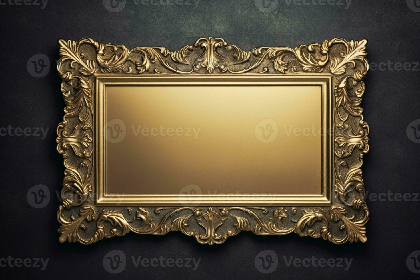 AI Generated Golden Frame Design with copy space photo