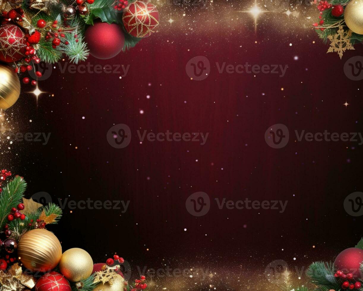 AI Generated Christmas Background with Baubles and copy space photo