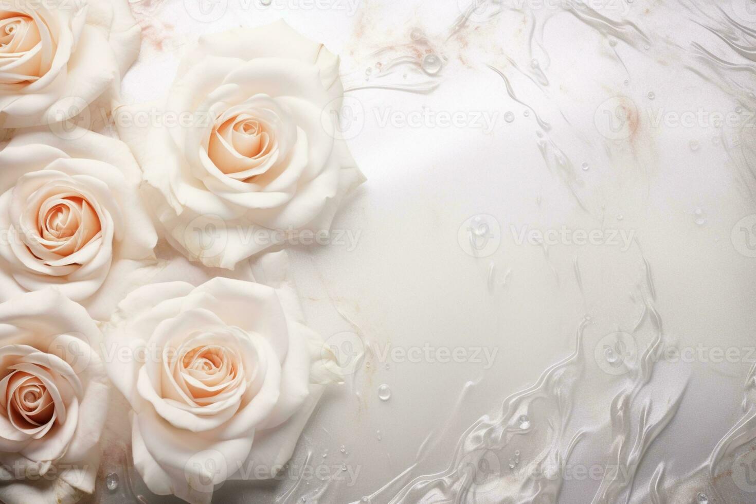 AI Generated Roses on Marble with Copy Space photo