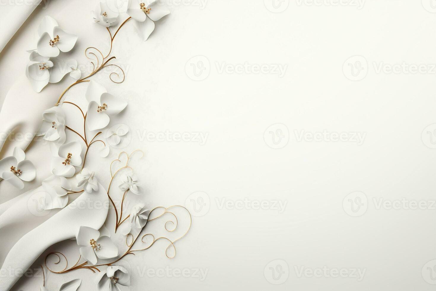 AI Generated flowers on white with copy space photo
