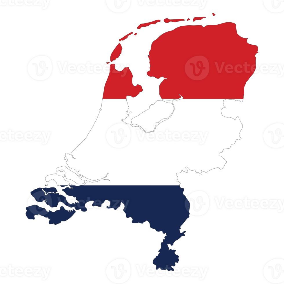 Map of Netherlands with Netherlands national flag png