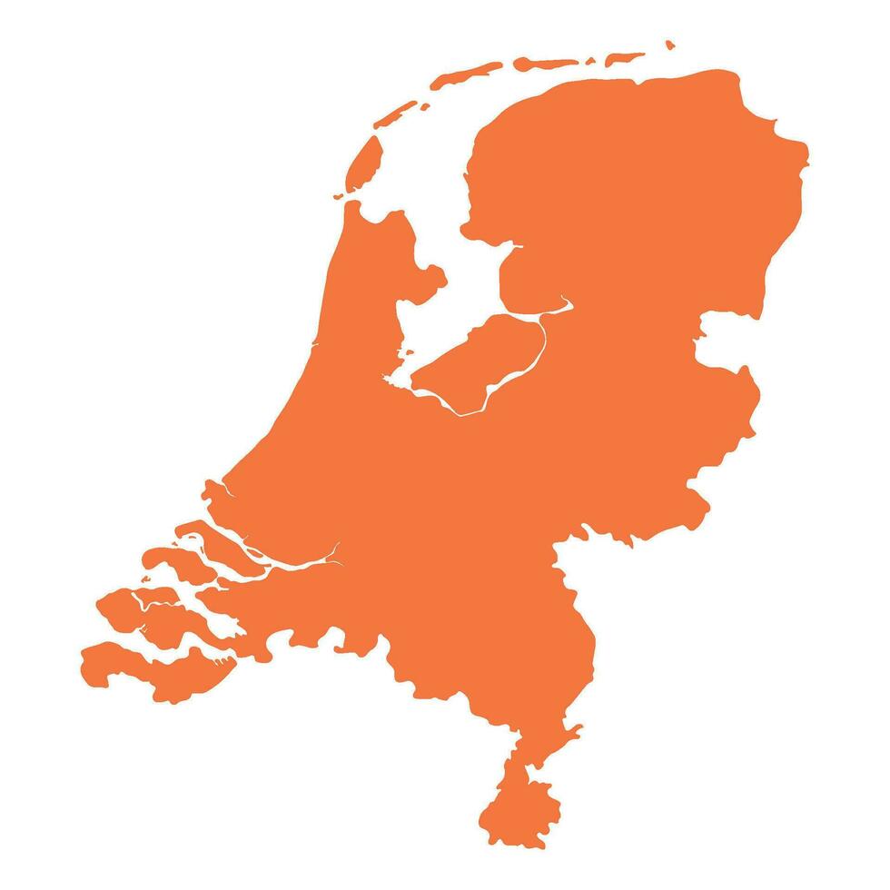Netherlands map. Map of Holland in high details on orange color vector