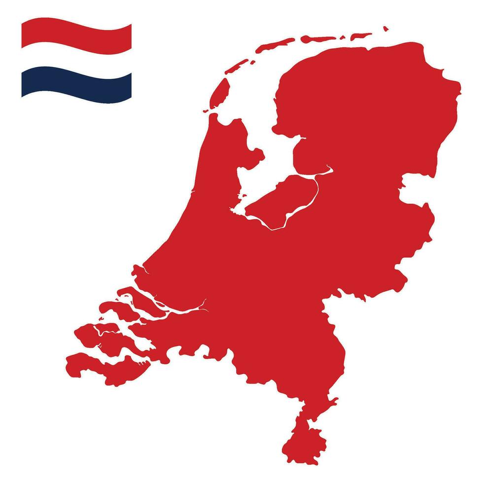 Map of Netherlands with Netherlands national flag vector