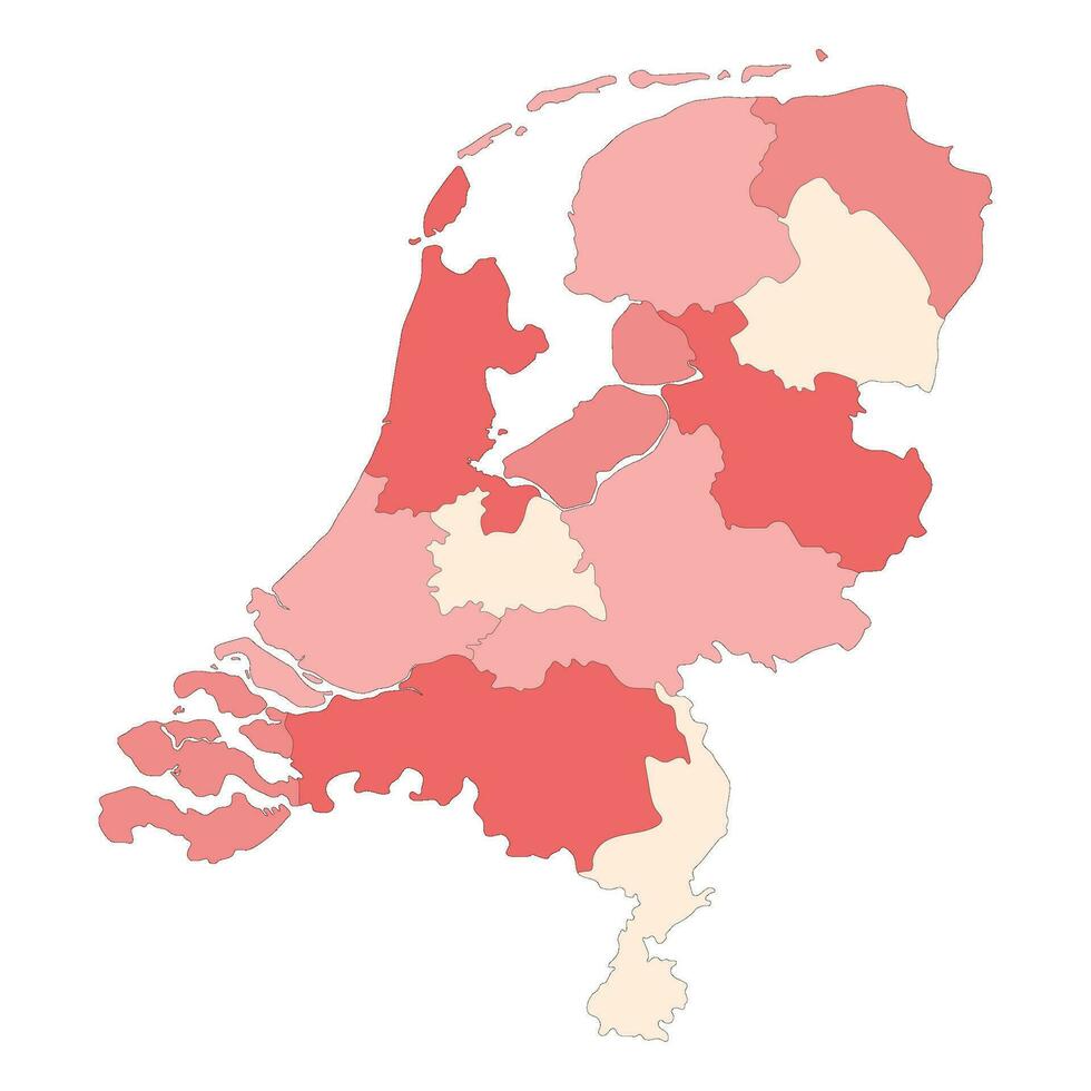 Países Bajos mapa. mapa de Holanda en administrativo regiones vector