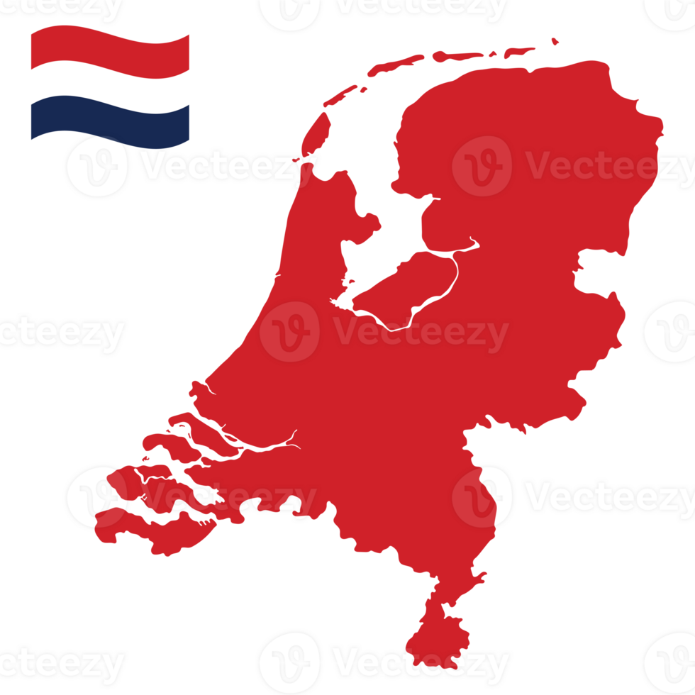 Map of Netherlands with Netherlands national flag png