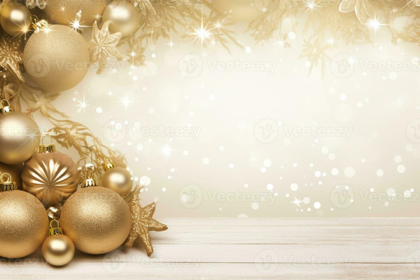 AI Generated Christmas Background with Baubles and copy space photo