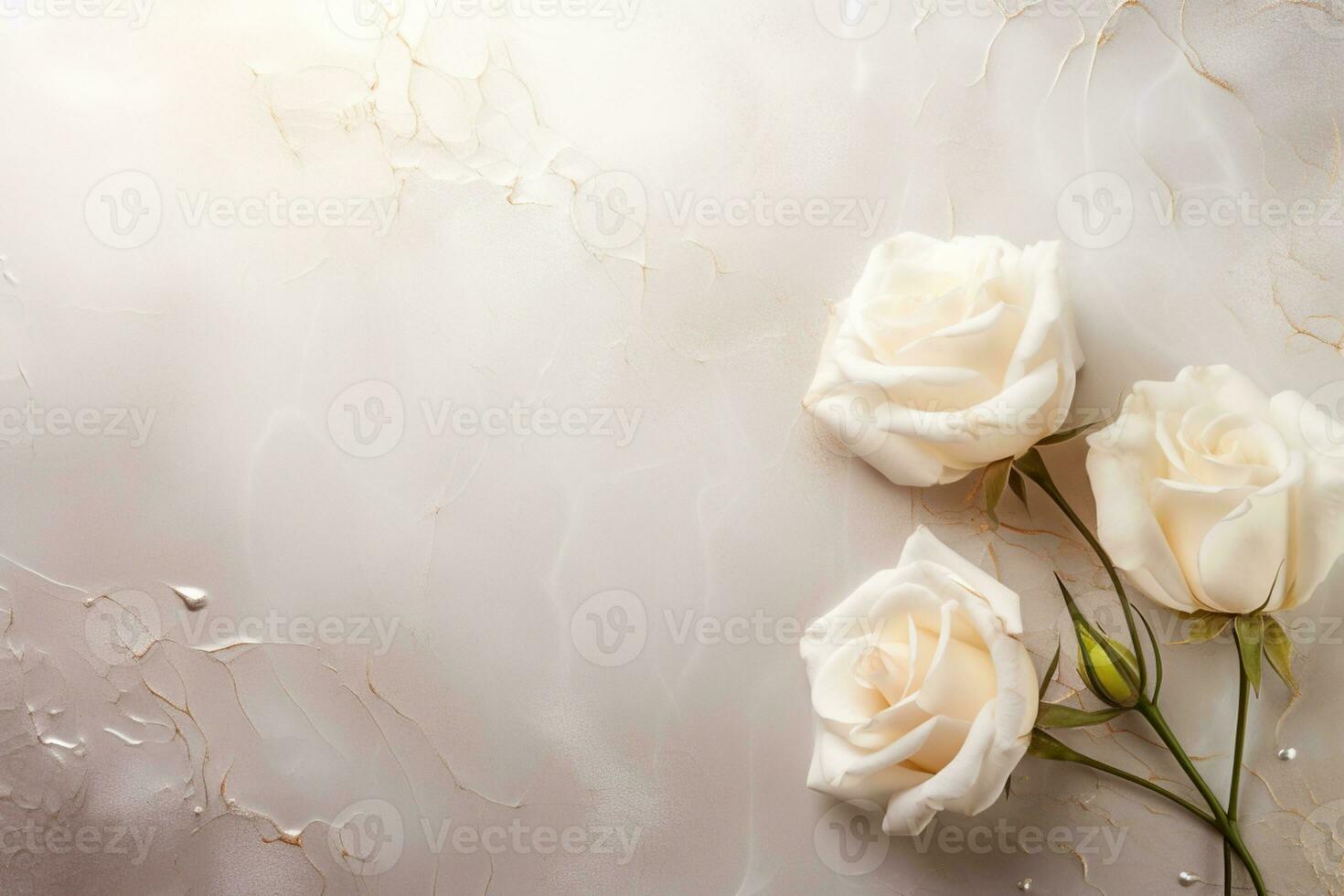 AI Generated Roses on Marble with Copy Space photo