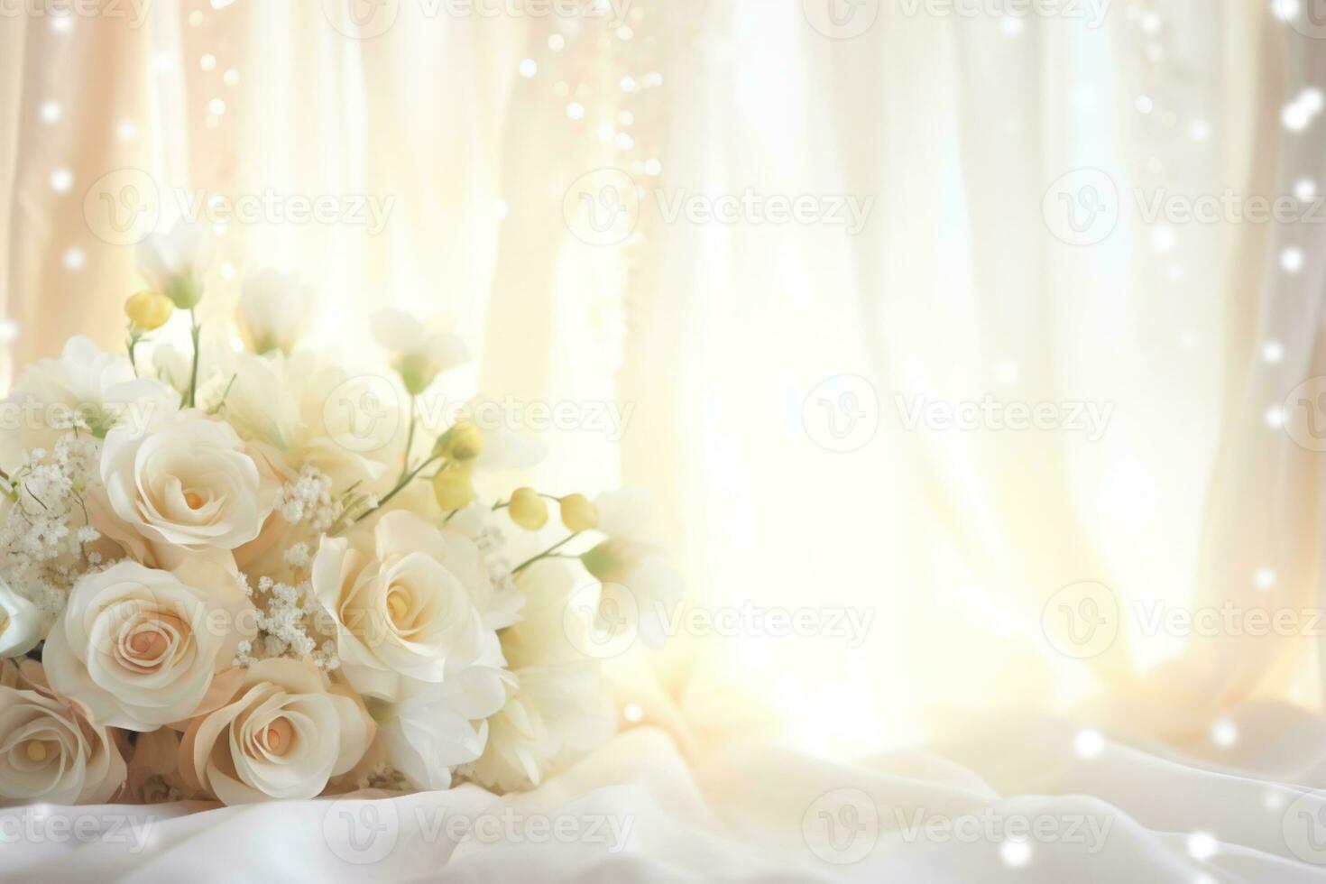AI Generated Flowers on white with copy space photo