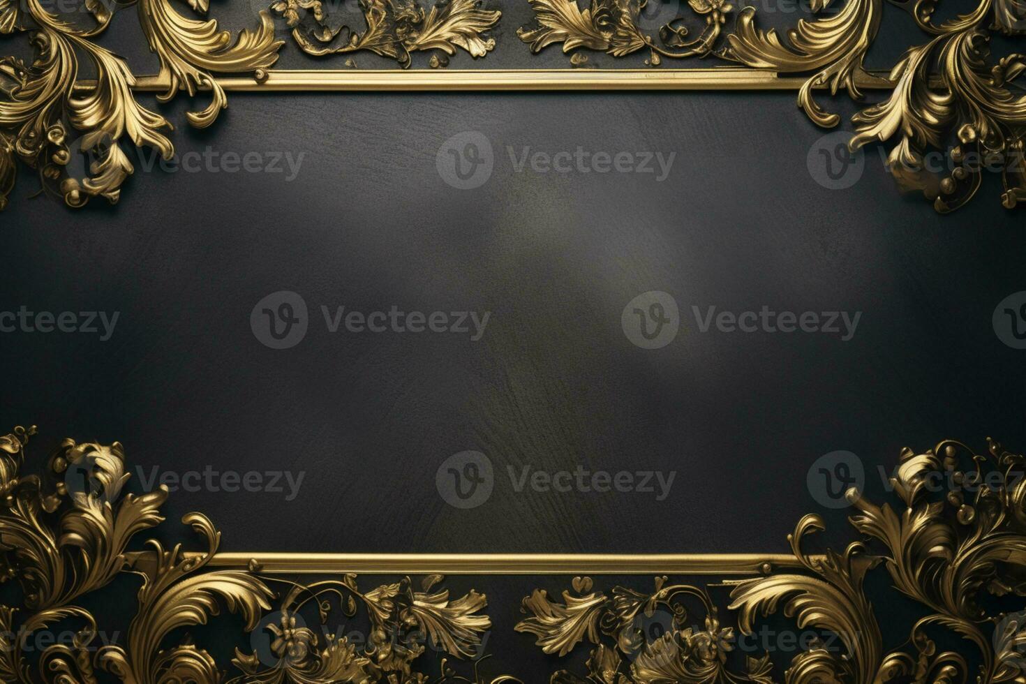 AI Generated Golden Frame Design with copy space photo