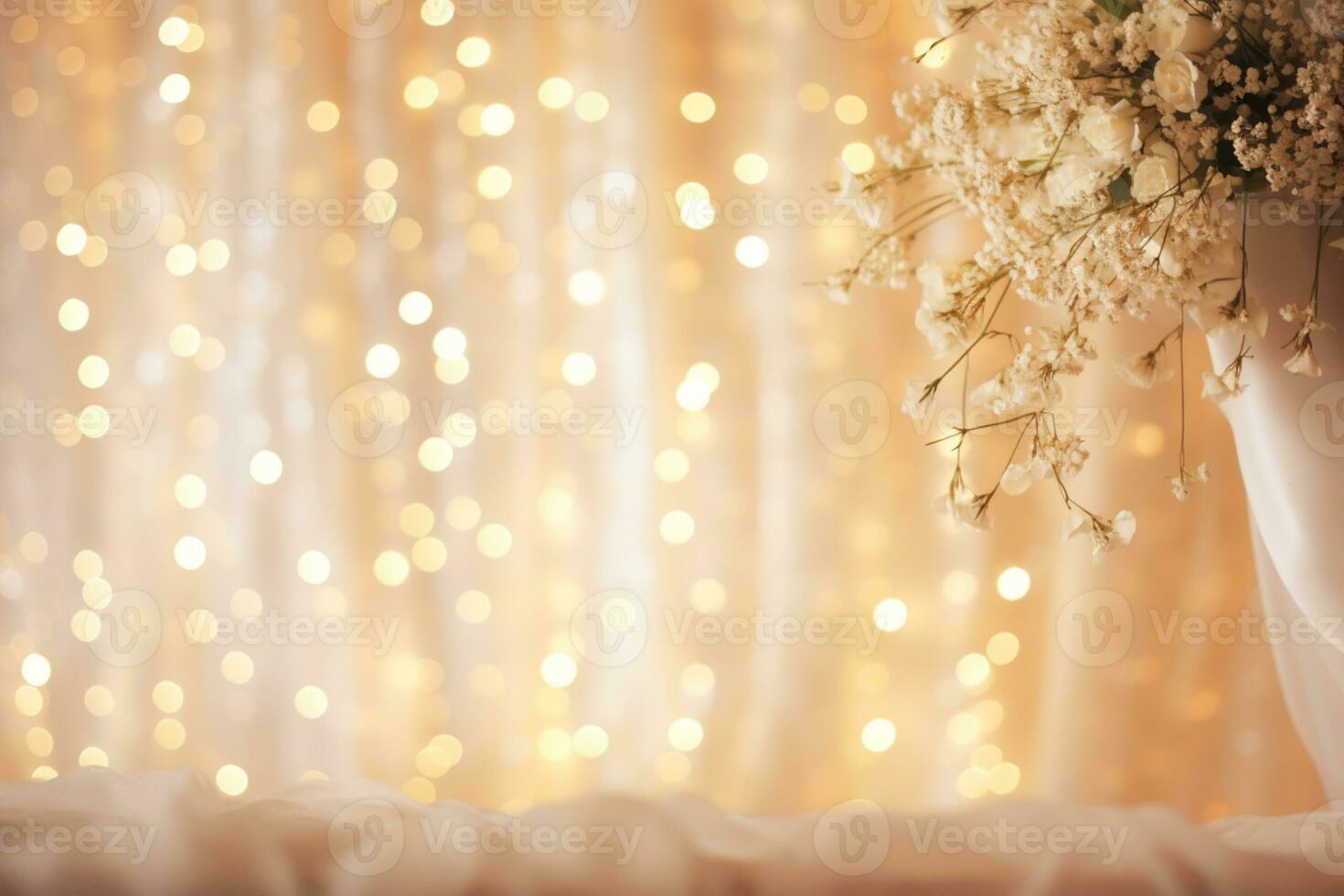 AI Generated Flower Background with Bokeh Lights and Copy Space photo