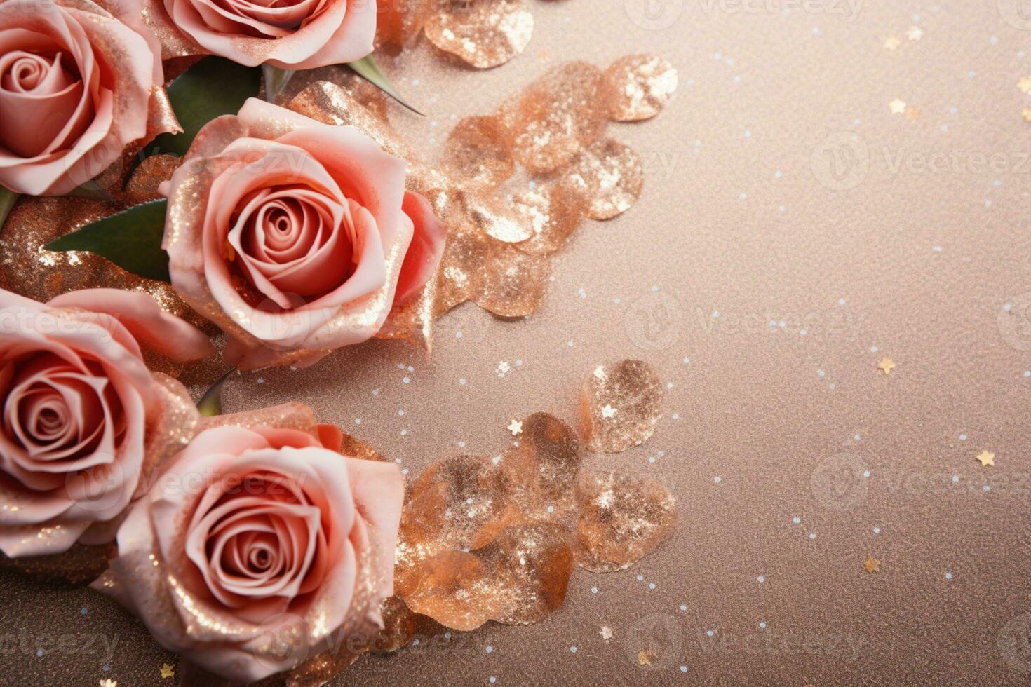AI Generated Luxury Roses Background with Copy Space photo