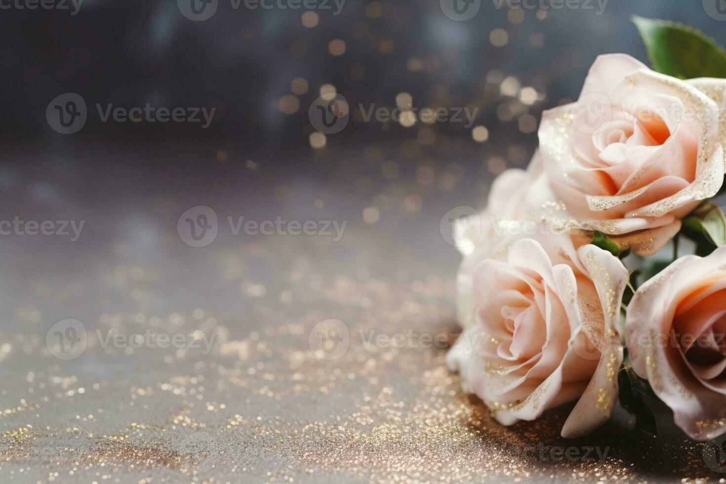 AI Generated Luxury Roses Background with Copy Space photo