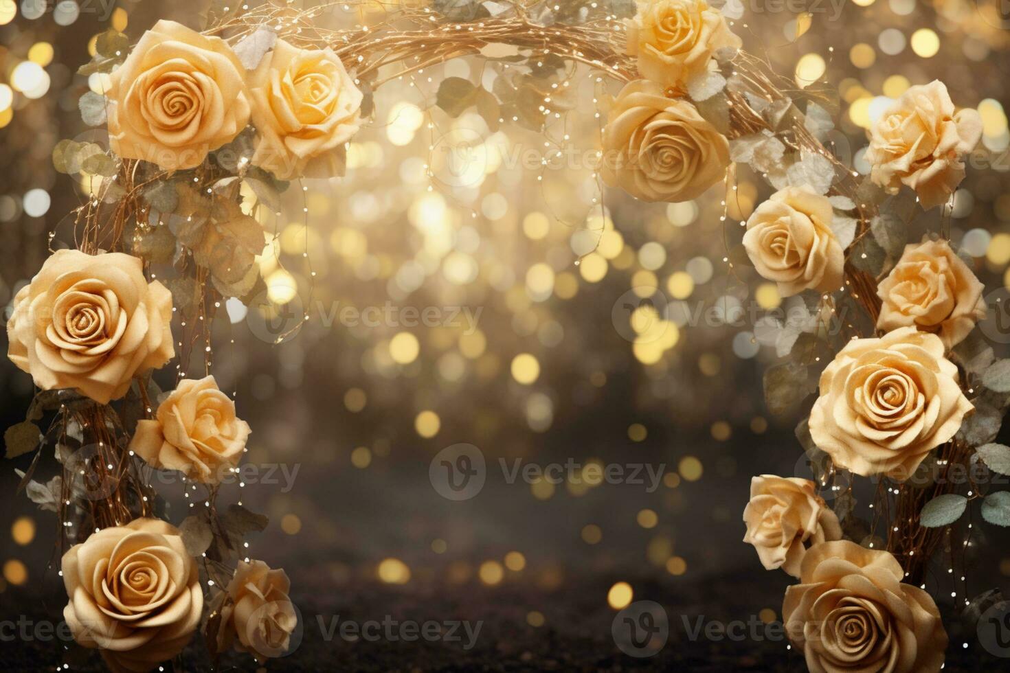 AI Generated Golden Flower Arch with Copy Space photo